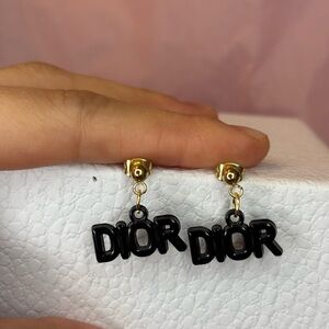 dior Black and Gold Earrings